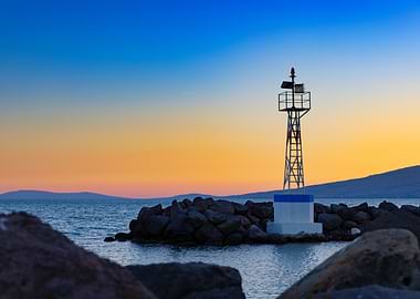 Coastal Beacon at Sunset, Greek Island