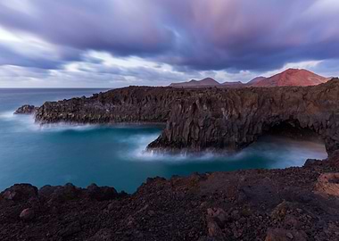 Lanzarote coastline with volcanic rock formations