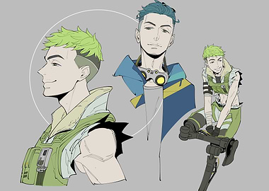 Character Design with Green and Blue Hair