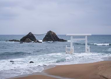 Meoto Iwa Rocks and Torii Gate
