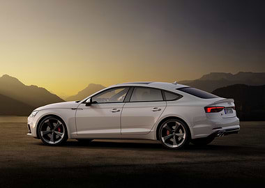 White Audi S5 Sportback at Sunset