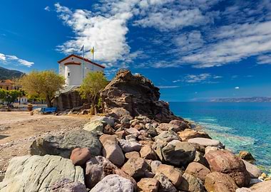 Greek Island Church by the Sea, Lesvos