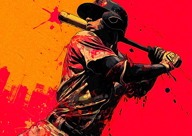 Baseball Player in Action Art