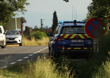 French Gendarmerie Vehicle on Roadside