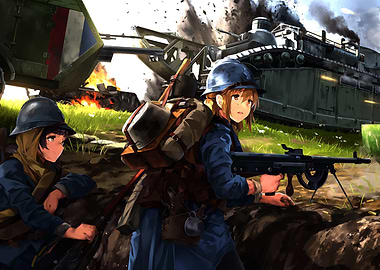 Anime-style World War I Battle Scene