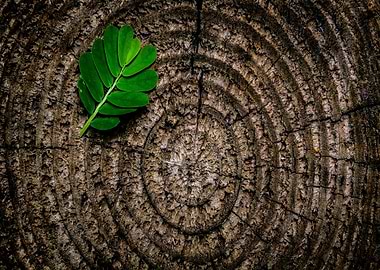 Green Leaf on Tree Stump
