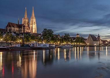 Regensburg, Germany at Dusk
