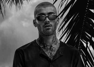 zayn malik portrait in black and white
