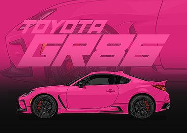 Pink Toyota GR86 Car Illustration