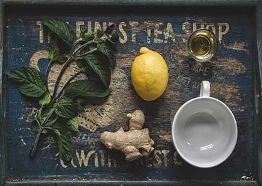 Tea Ingredients on Vintage Tray