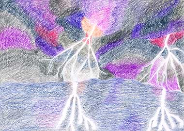 Lightning Symphony / Lightning Storm over Water Drawing