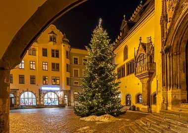Christmas Tree in European City Square