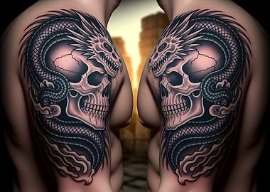 Dragon Skull Tattoo Art