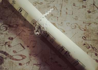 Rolled Sheet Music with Lace Detail