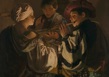 Three Musicians by Candlelight Painting