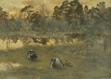 Ducks in a Marsh Landscape Painting