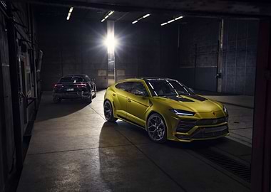 Yellow Lamborghini Urus in Garage