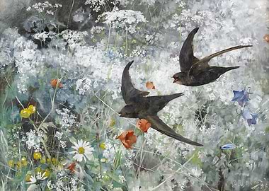 Swifts in Flight Painting