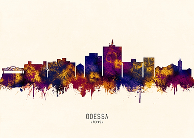 Odessa, Texas Skyline Watercolor