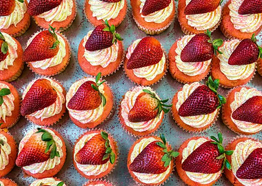 Strawberry Cupcakes with Cream Frosting