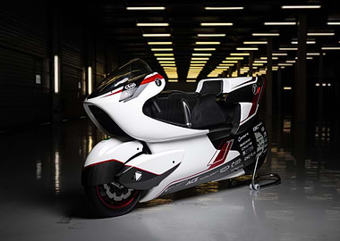 White and Black Futuristic Motorcycle