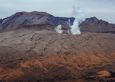 Mount Aso Caldera Landscape Japan
