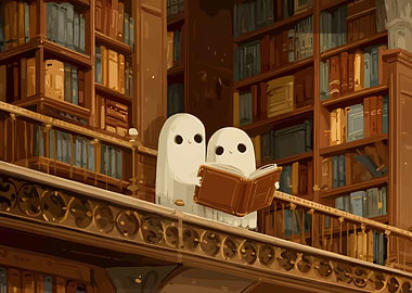 Ghosts Reading in a Library