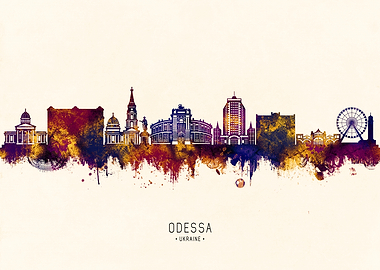 Odessa Ukraine Skyline Watercolor