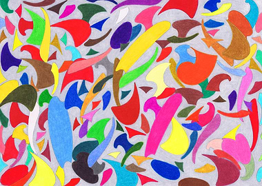 Colorful Abstract Shapes on Gray Background