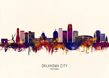Oklahoma City Skyline Watercolor