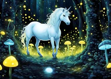 Halloween Unicorn in Enchanted Forest Epic Art