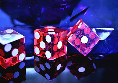 Red Dice on Reflective Surface