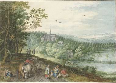 Pastoral Landscape with Figures and Church