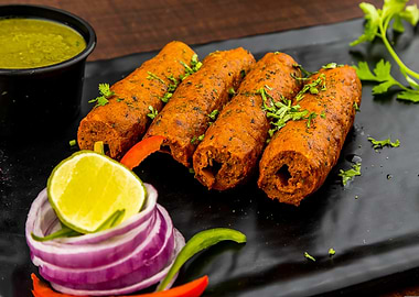 Seekh Kabab Platter with Green Chutney