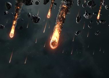 Meteor Shower in Dark Sky