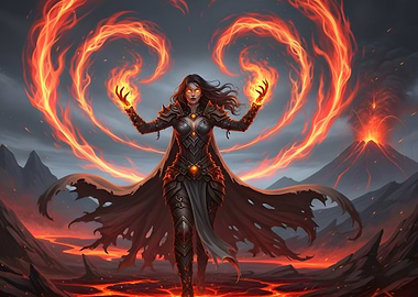Female Mage with Fire Magic