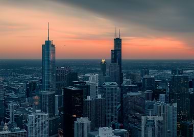 Chicago Skyline at Sunset