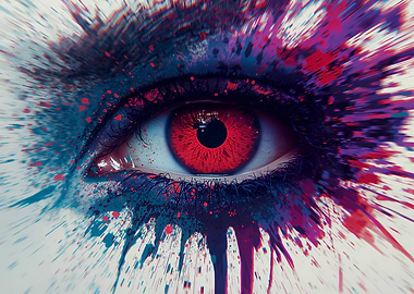 Red Eye with Splatter Effect
