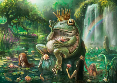 Secret Lake - Frog King in a Lily Pond
