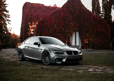 Silver BMW M3 in Autumn Setting