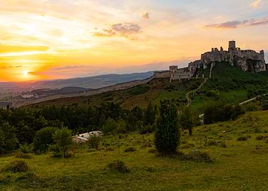 Spis Castle at Sunset