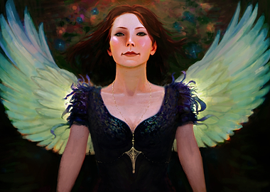 Angel Portrait with Wings and Necklace