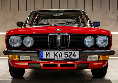 Red BMW Classic Car Front View