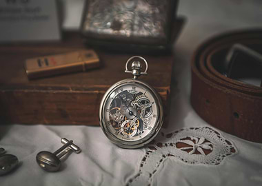 Vintage Rotary Pocket Watch Still Life