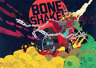 Bone Shaker Samurai on Motorcycle Art