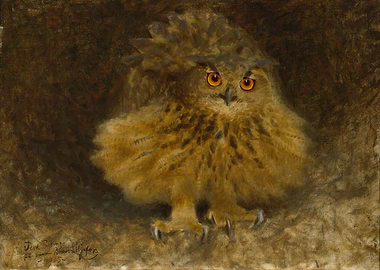 Owl Painting by Bruno Liljefors