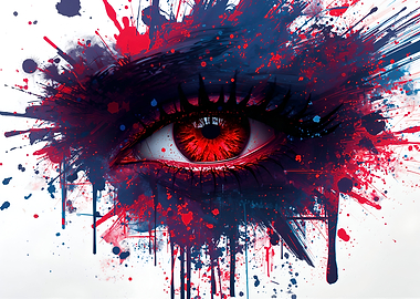 Red Eye with Splatter Art