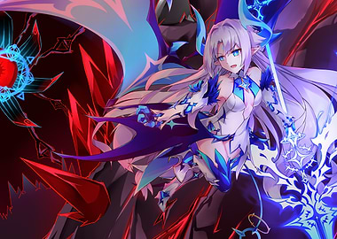 Anime Girl with Sword and Wings