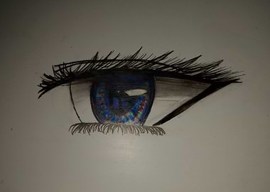 Anime-style eye drawing with blue iris