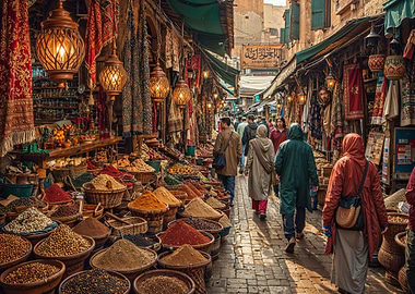 Bustling Moroccan Market Street Scene